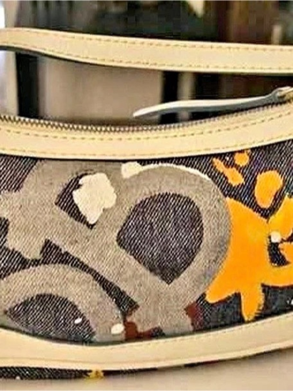 Dooney & Bourke Denim Graffiti Paint Splatter Shoulder Bag